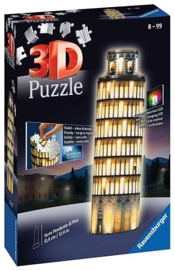 Ravensburger Svietiace 3D puzzle Nočná edícia Šikmá veža v Pise 216 dielikov