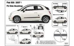 Rider Ochranné lišty bočných dverí, Fiat 500, 2007-2014