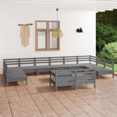 Petromila vidaXL 13-dielna záhradná sedacia súprava, sivá, borovicový masív