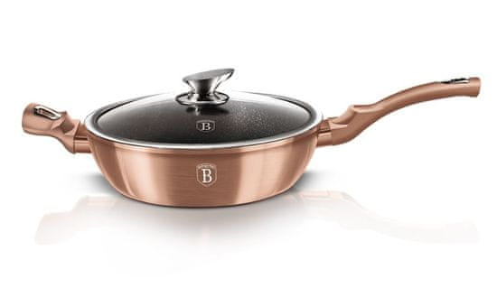 Berlingerhaus Panvica hlboká s mramorovým povrchom a pokrievkou 28 cm Rosegold Metallic Line