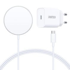 Choetech T517-F MagSafe bezdrôtová nabíjačka 15W + sieťová nabíjačka PD 20W, biela