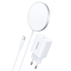 Choetech T517-F MagSafe bezdrôtová nabíjačka 15W + sieťová nabíjačka PD 20W, biela