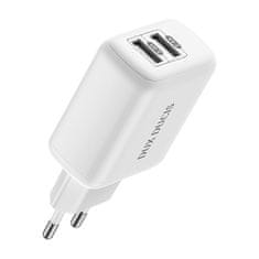 Dux Ducis C10 sieťová nabíjačka 2x USB 2.4A 12W, biela