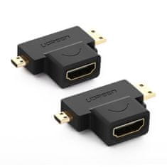 Ugreen adaptér Micro HDMI + Mini HDMI / HDMI, čierny