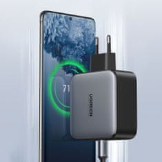 Ugreen Travel Wall sieťová nabíjačka 2x USB-C PD 100W, sivá