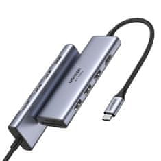 Ugreen CM511 HUB adaptér USB-C - 3x USB 3.2 / HDMI 4K / SD TF, šedý