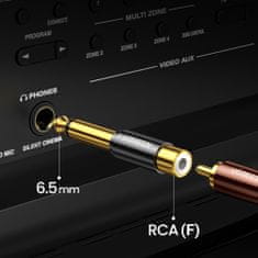 Ugreen AV169 adaptér 6.35mm jack / RCA M/F, zlatý