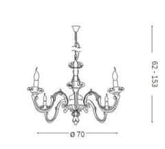 Ideal Lux Závesné svietidlo Ideal Lux Justine SP6 197500 E14 6x40W 70cm