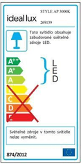 Ideal Lux LED Vonkajšie nástenné svietidlo Ideal Lux STYLE AP BIANCO 3000K 269139 9W 750lm 3000K IP54 10cm biele