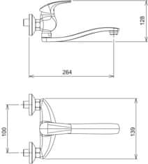 NOVASERVIS Metalia 57, drezová umývadlová batéria 100 mm, chrómová, 57074,0