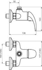 NOVASERVIS Metalia 55, sprchová batéria horný vývod 150 mm, chrómová, 55062/1,0