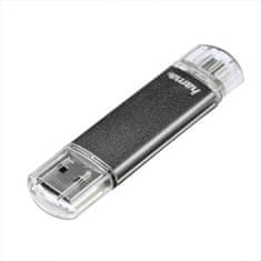 HAMA laeta Twin FlashPen, USB 2.0, 64 GB, 10 MB/s, šedý