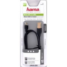 HAMA micro USB 2.0 kábel, typ A - micro B, 0,75 m, čierny