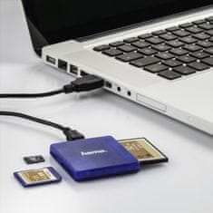 HAMA multi čítačka kariet USB 2.0, SD/microSD/CF, modrá