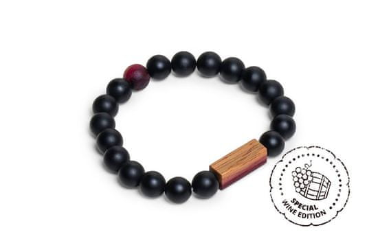 BeWooden unisex korálkový náramok Red Wine Bracelet M = 17 - 18 cm čierny