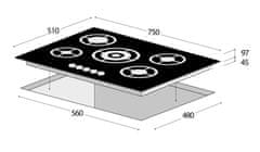 CONCEPT plynová vstavaná doska PDV7575bc BLACK