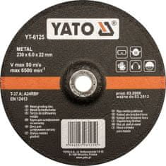 YATO  Kotúč na kov 125 x 22 x 6,0 mm vypuklý brúsny