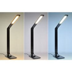Solight LED stolný lampička stmievateľná, 8W, displej, zmena chromatickosti, hliník, čierna