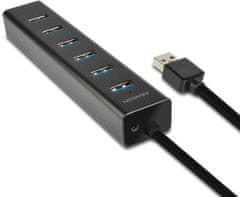 AXAGON 7x USB3.0 ALU CHARGING hub vr. AC adapteru