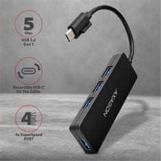 AXAGON HUE-G1C, 4x USB 3.2 Gen 1 SLIM hub, kábel Type-C 14cm napevno