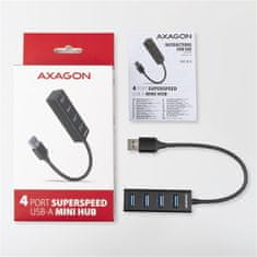 AXAGON MINI hub USB-A 3.2 Gen1 - 4xUSB-A, 5Gbit/s, OTG, 20cm, čierna