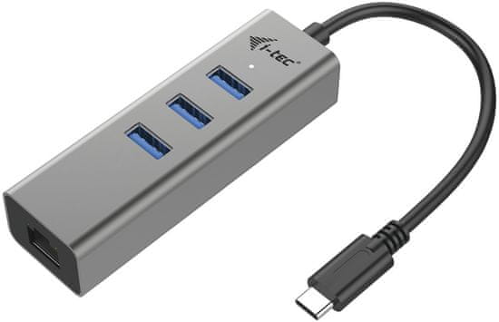 I-TEC USB C Metal 3 port HUB Gigabit Ethernet 1x USB C na RJ-45 3x USB 3.0 LED