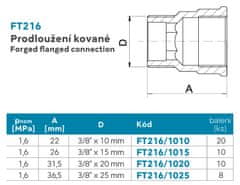 NOVASERVIS , Prodloužení kované 3/8"x15mm, FT216/1015