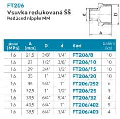 NOVASERVIS Novaservis, Vsuvka redukovaná 3/8"x1/4", FT206/8