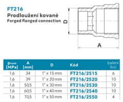 NOVASERVIS , Prodloužení kované 1"x50 mm, FT216/2550