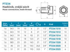 NOVASERVIS , Hadičník, vnější závit 1/2"x14mm, FT234/1514