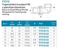 NOVASERVIS , Topenářské šroubení 90 s plochým těsněním 1", FT210/25