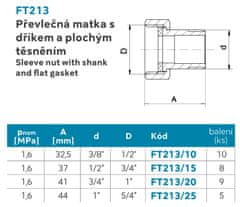 NOVASERVIS , Dřík a matka 1/2"x3/4", FT213/15