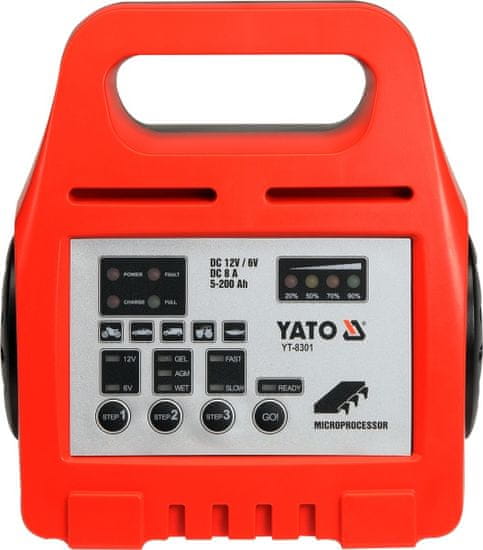 Yato Electronic 6V / 12V 8A 5-200A Wet/Gel/Agm 8301 Nabíjačka