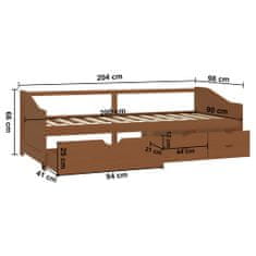 Petromila vidaXL 3-miestna posteľ so zásuvkami medovo-hnedá masívna borovica 90x200 cm