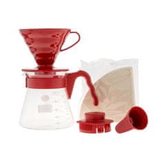 Hario Hario V60 Pour Over Kit Red - odkvapkávanie + server + filtre