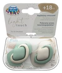 Canpol babies Set symetrických silikónových cumlíkov Light touch 18m+ PURE COLOR zelený