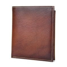 VegaLM Luxusná pánska kožená peňaženka, ručne tamponovaná, Cigaro farba