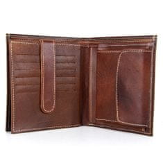 VegaLM Luxusná pánska kožená peňaženka, ručne tamponovaná, Cigaro farba