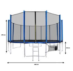 Aga Sport Pro Trampolína 460 cm Modrá + ochranná sieť + rebrík + vrecko na obuv