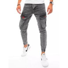 Dstreet Pánske riflové jogger nohavice svetlo šedej DENIM ux3255 s30