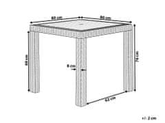 Beliani Záhradný stôl v ratanovom vzhľade 80 x 80 cm biely FOSSANO