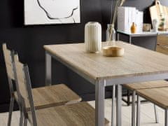 Beliani Jedálenská súprava stola a 4 stoličiek svetlé drevo/sivá BLUMBERG