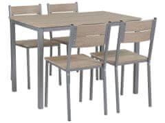 Beliani Jedálenská súprava stola a 4 stoličiek svetlé drevo/sivá BLUMBERG