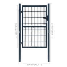 Petromila vidaXL Plotová brána 2D (jednokrídlová), antracitovo sivá 106x230 cm