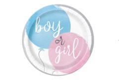 Párty taniera Gender Reveal - Boy or Girl - Chlapec alebo Holka - 22 cm - 8 ks
