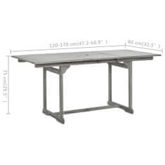 Petromila vidaXL Záhradný jedálenský stôl (120-170)x80x75 masívne akáciové drevo