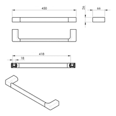 Gedy , PIRENEI držiak uterákov 450x66mm, biela matná, PI214502