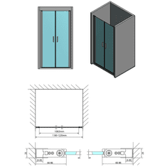 POLYSAN , ZOOM LINE sprchové dvere dvojkrídlové 1200mm, číre sklo, ZL1712