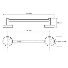 SAPHO , X-ROUND E držiak na uteráky 650mm, chróm, XR410