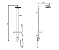 AQUALINE Aqualine, SIGA sprchový stĺp, v. 1090mm, hliník, SL650